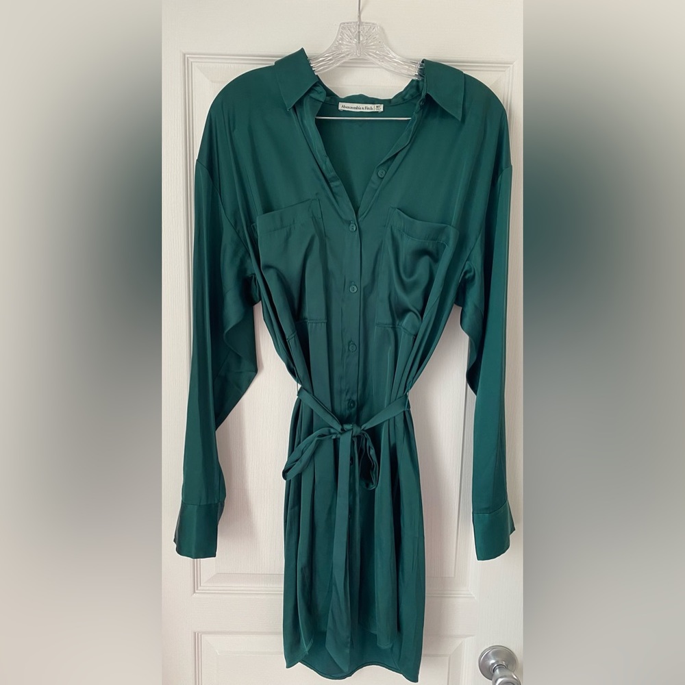 Abercrombie Relaxed Satin Shirt Dress